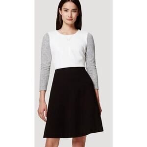 3580) Ann Taylor LOFT Colorblock Ponte Sweater Shift Dress Size 8